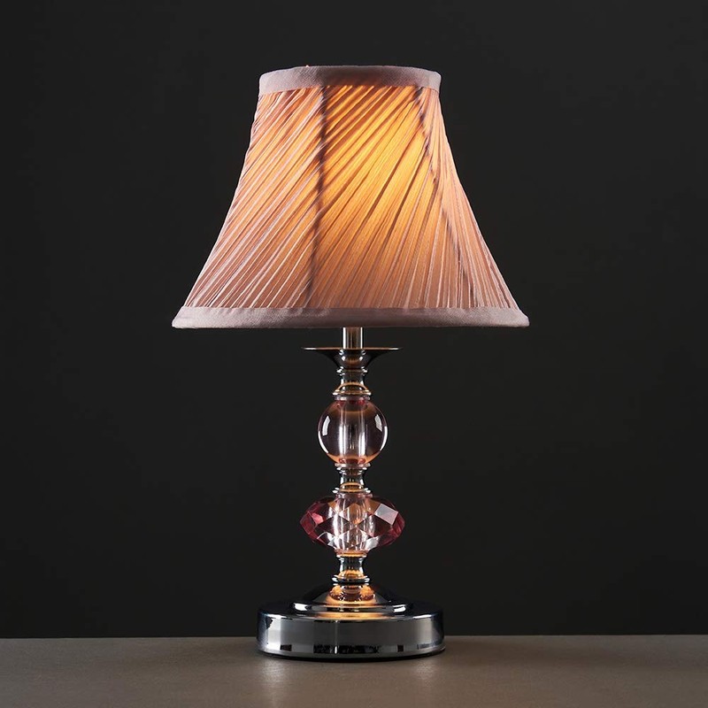 MiniSun | Modern Polished Chrome and Pink Touch Table Lamp