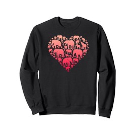 Colorful Cute Hearts Shape Silhouette Lover- Animal Elephant Sweatshirt