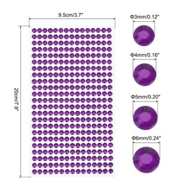 MECCANIXITY 1792 Pcs 4 Sheets Deep Purple Rhinestone Stickers 3/4/5/6 mm Self Adhesive Rhinestones Gems for DIY Decoration Craft Face Eye Nails Hair Make Up