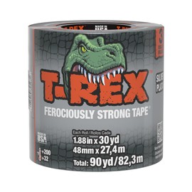T-REX Tape Heavy Duty Duct Tape with UV Resistant & Waterproof Backing for Ferociously Strong Repairs, 1.88" x 30 yd, Gunmetal Gray, 3 Rolls