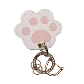 Lunari Paw Key Chain Key Ring Key Charm Rhinestone Bag Charm Cat Dog Coin Purse, white