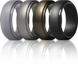 ThunderFit - Anillo de silicona para hombre, borde escalonado, alianza de goma, 10 mm de ancho, 2.5 mm de grosor, 5.5 - 6 (16.50mm)
