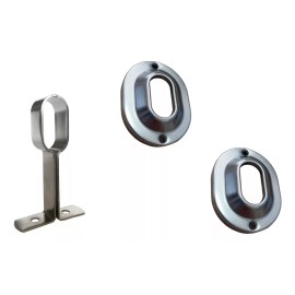 Herrajes Guerrero Kit 2 Bridas Ovalada + 1 Soporte Central Para Tubo Ovalado