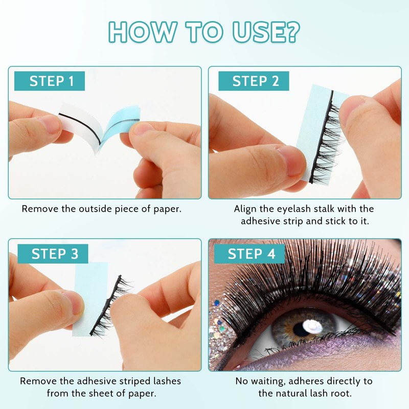 40PCS Self Adhesive Eyelashes Tape, Strong-Hold False Lashes Adhesive Strips