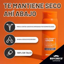 Polvo absorbente de sudor excesivo de la ingle (para hombres) – diseñado para la máxima absorción del sudor – libre de desorden y fricción, para evita