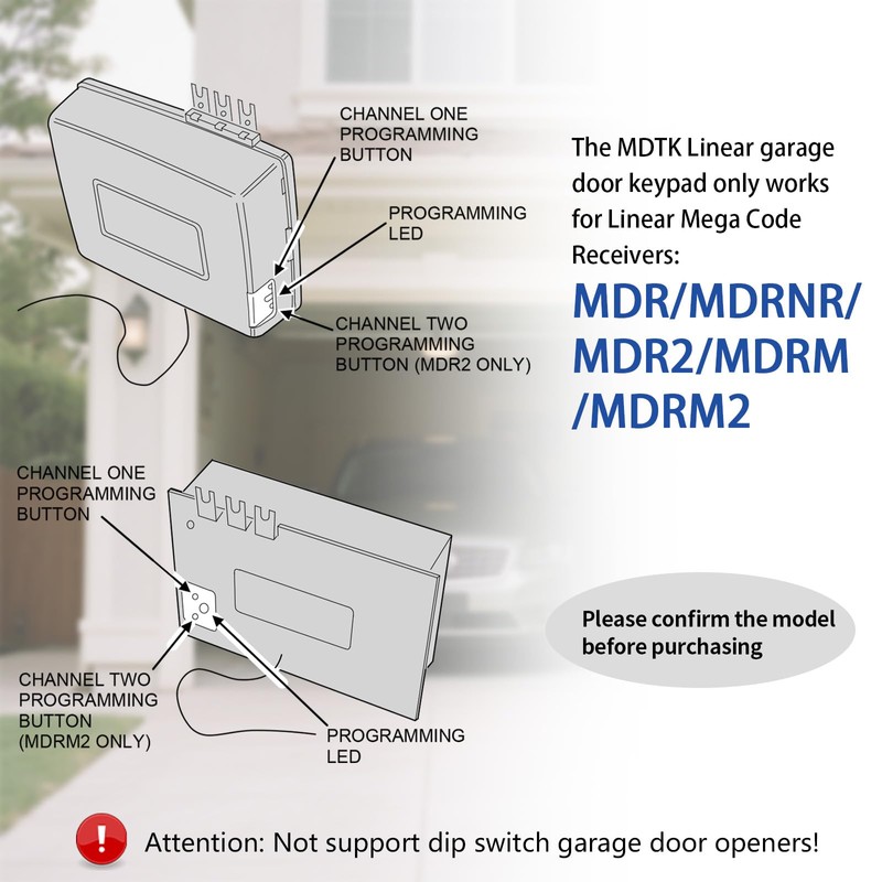 XDTKML Garage Door Opener Keypad for Linear Megacode MDTK Garage