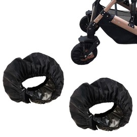 2 Pcs Stroller Wheel Protectors Black Dustproof Stroller Wheelchair Tire Protectors for Child Kid Jogger Wheels Protection Covers (S, 7.87” Diameter) (Black)
