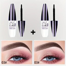 Easy Peel-Off Eyebrow Gel - Waterproof & Sweatproof, Long-Lasting Black or Brown Tattoo Tint, Film Forming, Medium Coverage for All Skin Types:_03#+03#