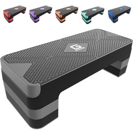 Aerobic Exercise Step, Adjustable Aerobic Stepper for Exercise, Workout Step Platform for Step Up, 26.5" Step Deck with 4” 6” 8” Adjustable Height Risers, Women Home Gym Cardio Fitness