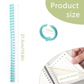 QIUMING Binding Combs Bobbins 30 Loops Division 12 mm Plastic Binding Combs Spiral Binding + Mini Binder Opener for Loose Leaf Binder 80 Sheets Capacity for DIY Paper Notebook Album Scrapboo (12 mm)