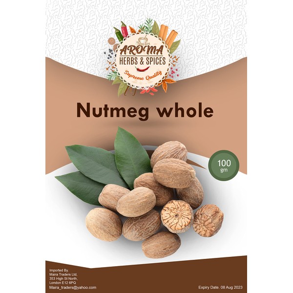 Nutmeg Whole | 100g | Premium Quality | 100% Natural Whole nutmegs| Without additives | Vegan | nutmegs Whole