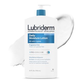 Lubriderm Daily Moisture Hydrating Unscented Body Lotion with Vitamin B5 for Normal to Dry Skin, Non-Greasy and Fragrance-Free Lotion. 24 fl. oz