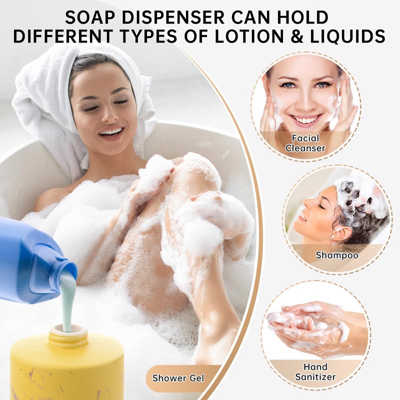 Gold Soap Dispenser Bathroom,Hand Soap Dispenser with Marbling,Soap Dispenser Ceramic
