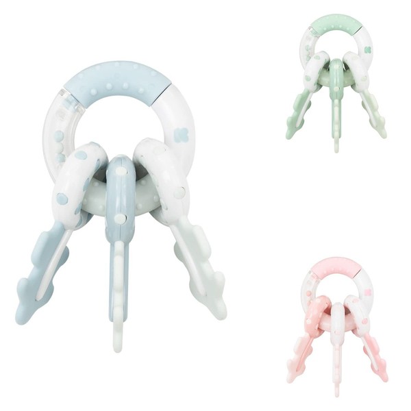 Kikkaboo Baby rattle key ring, teething ring, 3 keys, grasping
