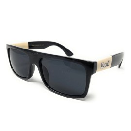 LOCS 91156 Black Sunglasses | Designer IVORY Arms Men Gangster Squared FLAT TOP