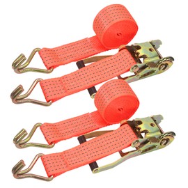 NexSync Heavy-Duty E-Track Ratchet Straps, 118-Inch Length, 5.5-Ton Capacity, Orange, 2-Pack