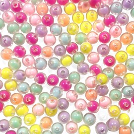 WELANE Round Acrylic Beads, 200 PCS Shinny Colors Spacer Beads for Jewelry, Earring, Necklace, Bracelet Making (10mm)