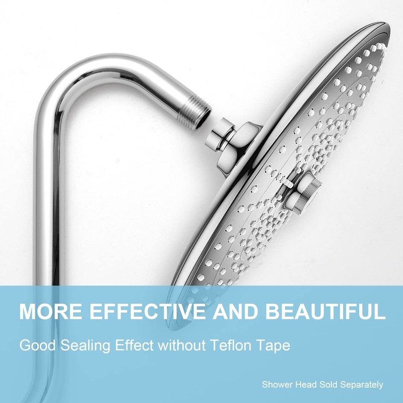 OFFO Shower Head Extension Arm 10 in, S Shaped Shower