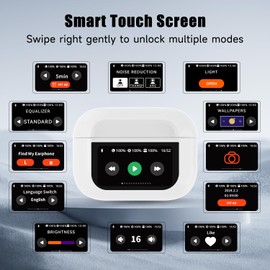 KHOXRMW ANC Noise Cancelling Earbuds True Wireless Bluetooth 5.4 with LED Touch Screen Deep Bass Stereo Gaming Ear Buds with Mic in Ear Headphones Earphones for Android iOS Phones Pad Tablet Laptop