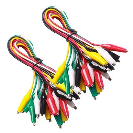 Gebildet Pack of 20 Soldered Crocodile Clips, Electric, 5-Colour 21.5 Inch Test Leads with Crocodile Clips, Punching Jumper Wires for Electrical Tests, Circuit Connections, Experiments