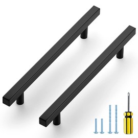 Ravinte Black Cabinet Handles 30 Pack 6-3/10 inch Matte Black Square Cabinet Pulls Kitchen Hardware 8-4/5 inch Overall Length Kitchen Drawer Pulls
