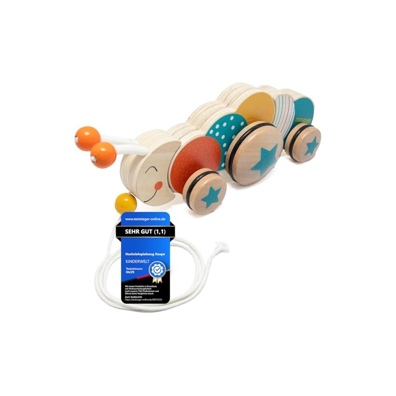 Wooden Pull Along Toy Caterpillar Child-Friendly Educational Toy, Kids Toy