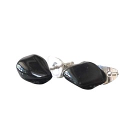 Designs by Nature Gems Handmade Black Onyx Stud Earrings Sterling Silver, December Birthstone