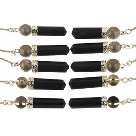 Set of Ten Protective Black Tourmaline Quartz Pendants Crystal Healing Fashion Gift Wellness Psychic Energy Handcrafted Accessory Gemstone