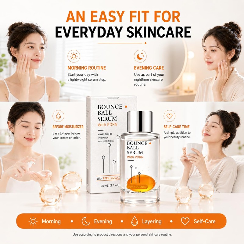 PDRN Bounce Ball Collagen Serum, Hydrating Facial Skin Care Essence