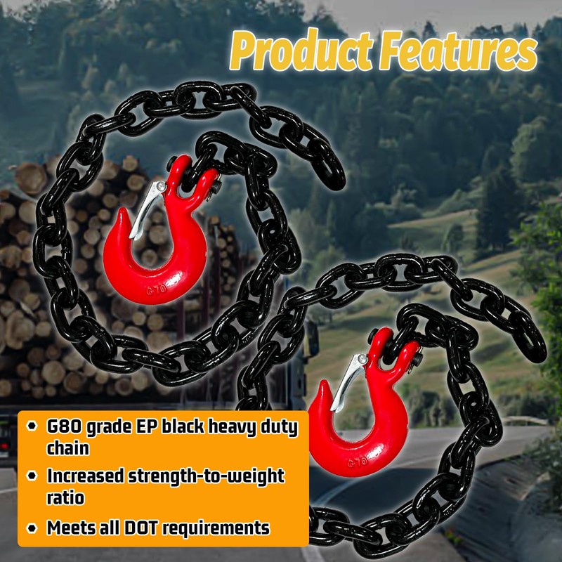5/16" Trailer Safety Chains G80 Trailer Chains with G70 Clevis