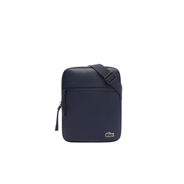 Lacoste Mens Medium LCST Zippered Petit Piqué Crossover Bag, Navy