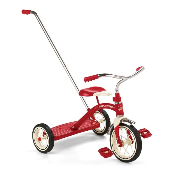 Radio Flyer Classic Tricycle with Push Handle, Red, 10-12 Inches