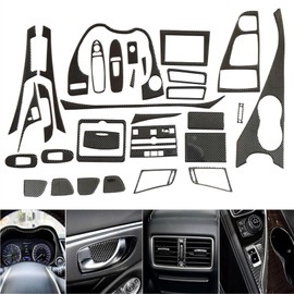NLQR 31Pcs Real Carbon Fiber Kits Full Interior Trim Cover Compatible with Infiniti Q50 Q60 2014 2015 2016 2017 2018 2019 2020
