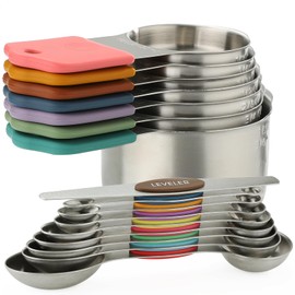 Magnetic Measuring Cups and Spoons Set of 16 Stainless Stee Stackable Nesting 7pcs Measuring Cups 9pcs Measuring Spoons for Dry and Liquid Ingredients