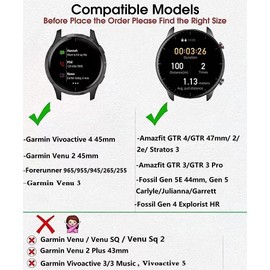 OTOPO Elastic Bracelet for Garmin Vivoactive 4/Venu 2 45 mm/Venu 3/Forerunner 255/955/265/965 Bracelet, 22 mm Nylon Sports Bracelet for Men Women