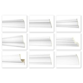 HEXIM Perfect 2 Metre Decorative Strip (AB258-60 x 60 mm) – Stucco Made of PU Patterned, White, Shockproof, Corner Strip, Decorative Moulding Profile