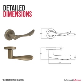 Decoranddecor Nimbus Antique Brass Door Handle Set – Aluminium Lever with 2.5-Inch Tubular Mortice Latch for Internal Doors in Living Spaces & Offices