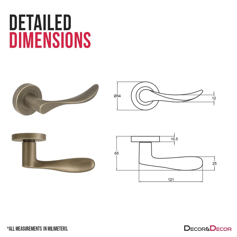 Decoranddecor Nimbus Antique Brass Door Handle Set – Aluminium Lever