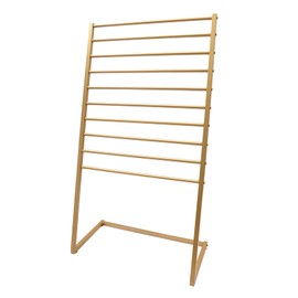 MARTEXBUY Scarf Organizer, Metal Hijab Organizer, 10 Tier Scarf Holder Hanger for Multiple Scarves, Freestanding Hijab Stand Belt Pants Hanging Rack for Home, Commercial, Clothing Store (Gold, 80cm)