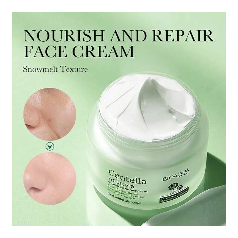 BIOAQUA Crema Facial Centella Asiatica Nourish Repair, Control de Aceite