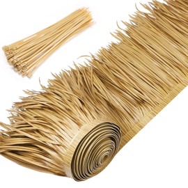 Yilloog Palm Thatch Roll Palm Thatch Runner Roll Mexican Style Straw Roof Thatch Panels Tiki Hut Palapa Thatch Roofs Duck Blind Grass for Tiki Bar Hut Garden Patio (Yellow Brown,10 m/ 32.8 ft)