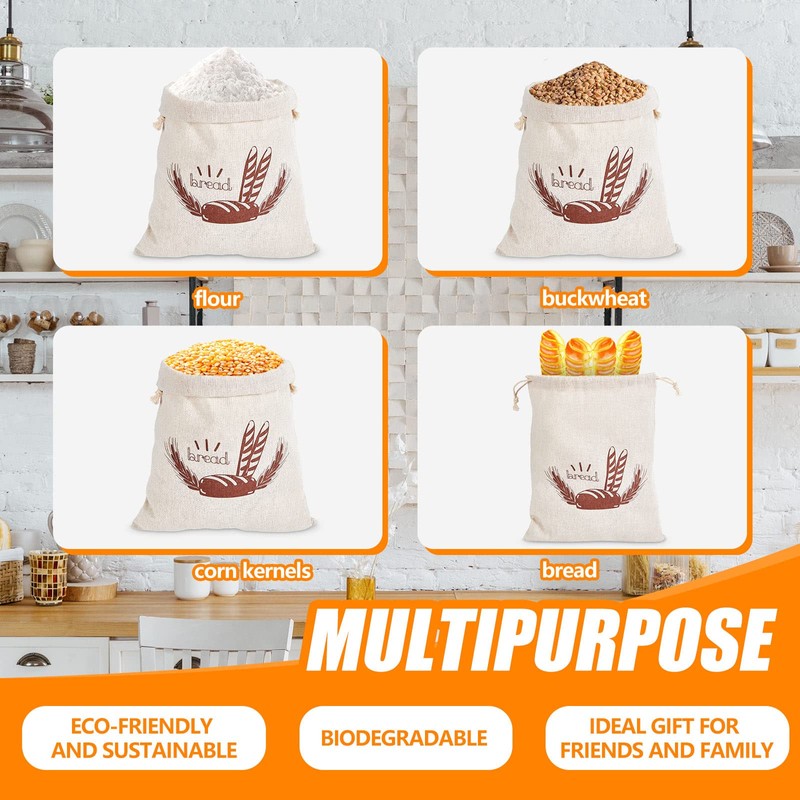 20 Pcs Linen Bread Bag Reusable Homemade Bread Container Drawstring