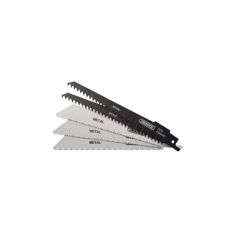 Draper 52517 Assorted Reciprocating Saw Blades for Multi-Purpose Cutting, 150mm