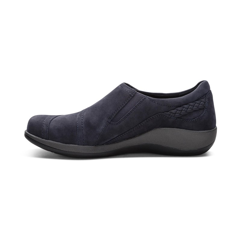 Aetrex Womens Karina, Navy, 8.5 Wide