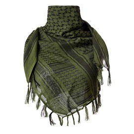 ChinFun 100% Cotton Keffiyeh Tactical Desert Scarf Military Arab Scarf Wrap Shemagh Army Green