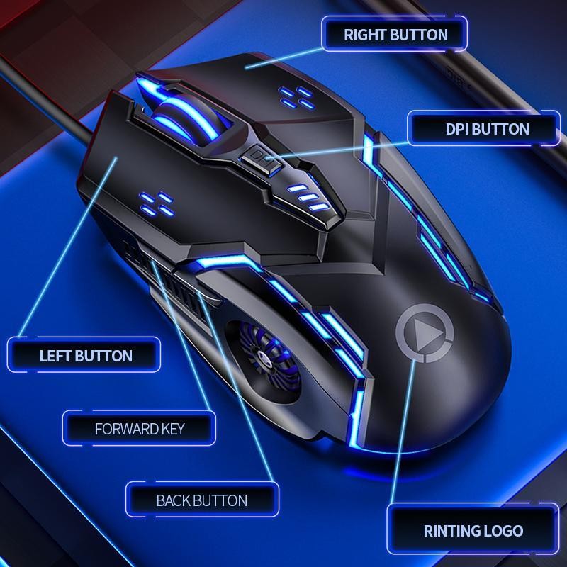 银雕 Wired Gaming Mouse, USB Wired Mouse with Colorful Light,