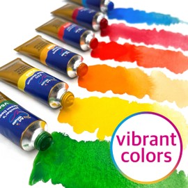 Watercolor Paint Set - 12 Colors in 15 ml Tubes (0.5 Fl Oz) for adults, professional painters, students - Non Toxic paint - Art Supplies