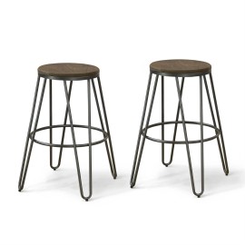 Furniture of America Mandy Metal Bar Stool in Silver Gun Metal (Set of 2)