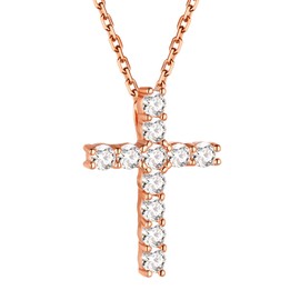ChainsHouse Women's Cross Necklace, Crucifix Pendant, 925 Silver, Simple Accessory, Sterling Silver Cubic Zirconia