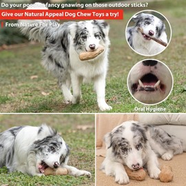 Willjoy 2-Pack Tough Dog Toys for Aggressive Chewers Pine Wood and Nylon Dog Toys for Large Dogs Real Bacon Indestructible Dog Toys to Keep Them Busy